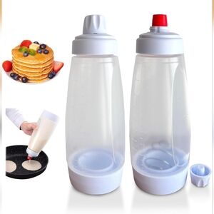 2Pancake Batter Bottle Battler Mixer & 2 Blender Ball Wire Whisk for Restaurant